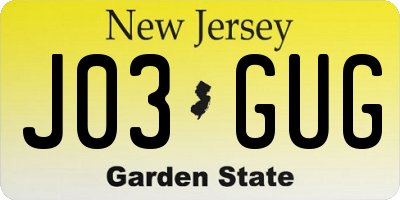 NJ license plate J03GUG