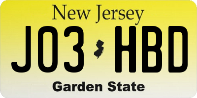 NJ license plate J03HBD