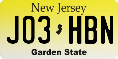 NJ license plate J03HBN