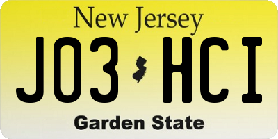 NJ license plate J03HCI