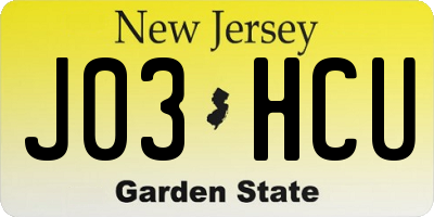 NJ license plate J03HCU