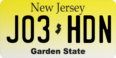 NJ license plate J03HDN