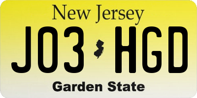 NJ license plate J03HGD