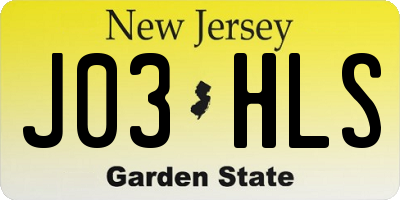 NJ license plate J03HLS