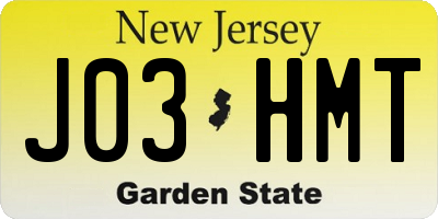NJ license plate J03HMT