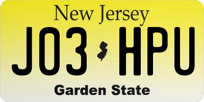 NJ license plate J03HPU