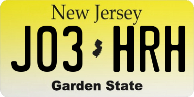 NJ license plate J03HRH