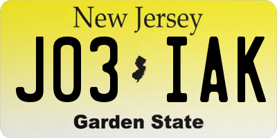 NJ license plate J03IAK