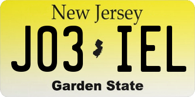 NJ license plate J03IEL