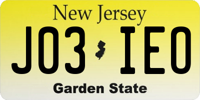 NJ license plate J03IEO