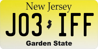 NJ license plate J03IFF