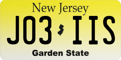 NJ license plate J03IIS
