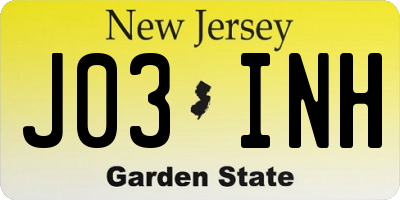 NJ license plate J03INH
