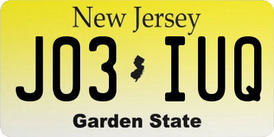 NJ license plate J03IUQ
