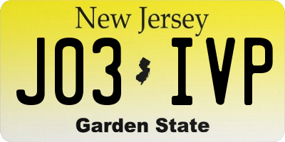 NJ license plate J03IVP