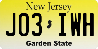NJ license plate J03IWH