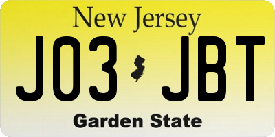 NJ license plate J03JBT