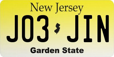 NJ license plate J03JIN
