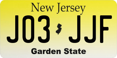 NJ license plate J03JJF