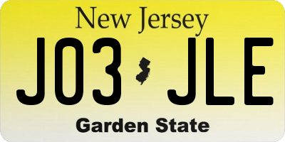 NJ license plate J03JLE