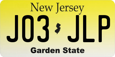 NJ license plate J03JLP