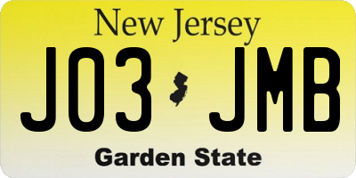 NJ license plate J03JMB