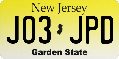 NJ license plate J03JPD