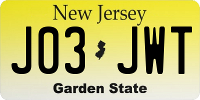 NJ license plate J03JWT