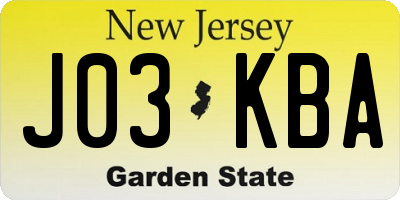 NJ license plate J03KBA