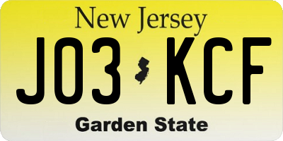 NJ license plate J03KCF