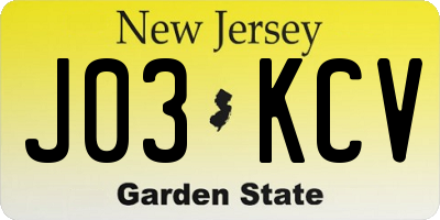 NJ license plate J03KCV