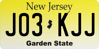 NJ license plate J03KJJ