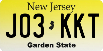 NJ license plate J03KKT