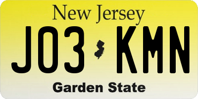 NJ license plate J03KMN