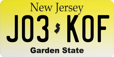 NJ license plate J03KOF