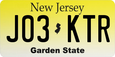 NJ license plate J03KTR