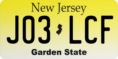 NJ license plate J03LCF