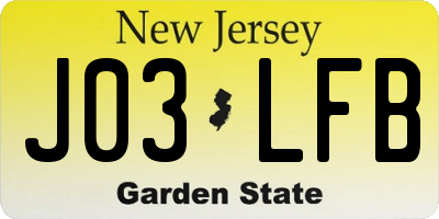 NJ license plate J03LFB