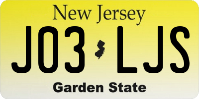 NJ license plate J03LJS