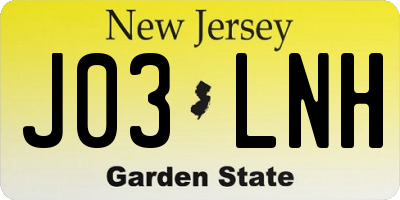 NJ license plate J03LNH