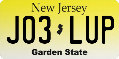 NJ license plate J03LUP
