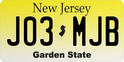 NJ license plate J03MJB