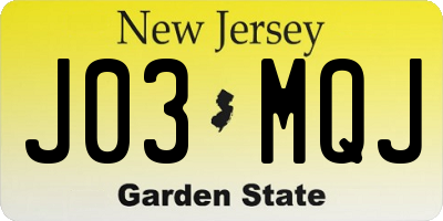 NJ license plate J03MQJ