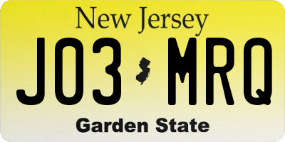 NJ license plate J03MRQ