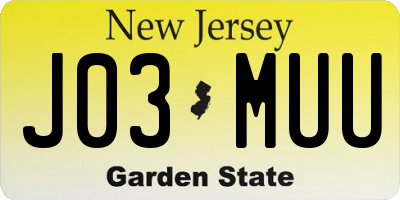 NJ license plate J03MUU