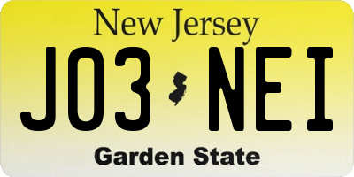 NJ license plate J03NEI
