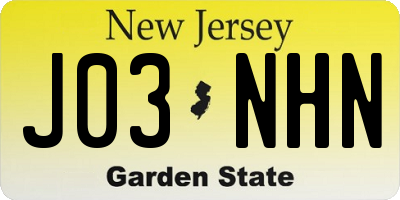NJ license plate J03NHN
