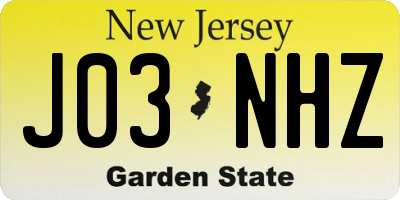 NJ license plate J03NHZ