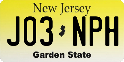 NJ license plate J03NPH