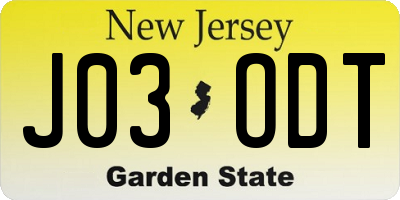 NJ license plate J03ODT